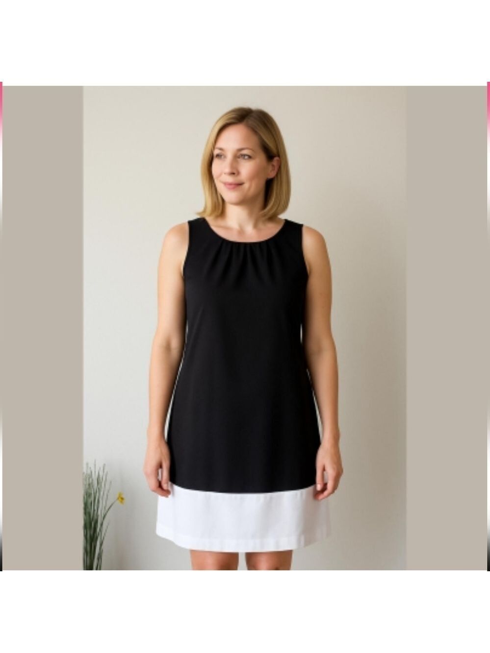 OLEG CASSINI | dress color block black white sleeveless sz 6